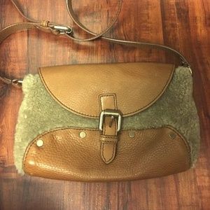 Burberry Crossbody Fur Tan Leather Shoulder Bag